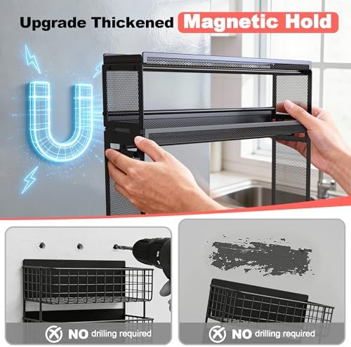 Docnest 3 Tier Magnetic Spice Organizer Shelf, 9 Hooks