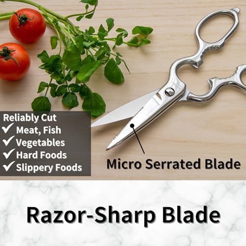 Japanese Kitchen Shears All Purpose 8" Heavy Duty Food Scissors Come