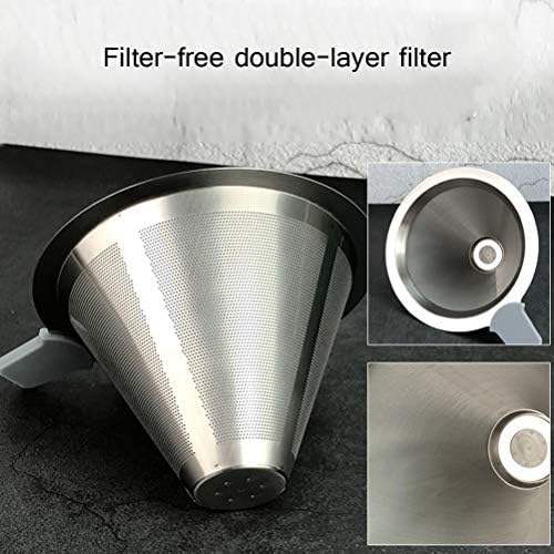 Pour Over Coffee Dripper, Stainless Steel Coffee Filter, Cone Coffee