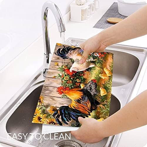 Rooster Hen and Chickens Placemats Set of 4 PVC Roosters Table Mats