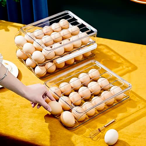 Sooyee 4-Layer Rolling Egg Container, Clear