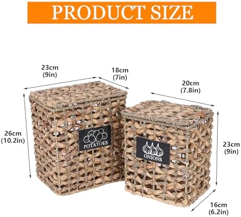 2 Pack Potato and Onion Storage, Onion Container Potato Bin with Lids
