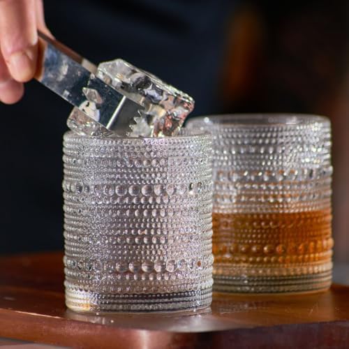 LEMONSODA Hobnail Drinking Glasses, Vintage Clear Lowball Glass Cups