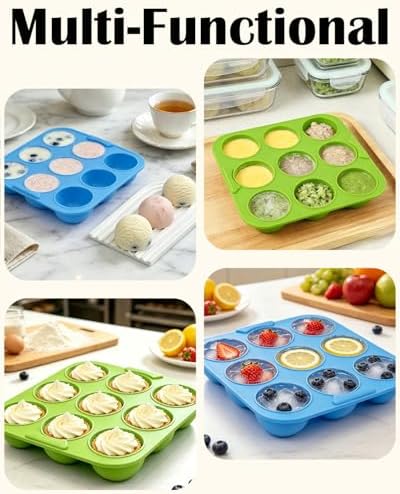 2 Pack Silicone Egg Bite Molds 9-Cavity Silicone Muffin Pans for