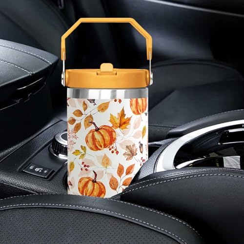 30oz Fall Pumpkin Flip Tumbler with Handle lid and Straw,Fall Coffee