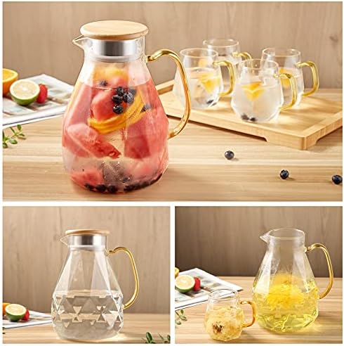 DUJUST 2 Litre Water Jug, Modern Diamond Design Glass Jug with Lid and