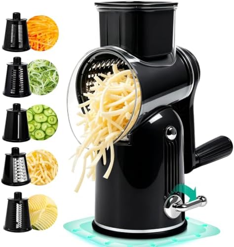 5-Blade Hand Crank Rotary Cheese Grater with Storage Box