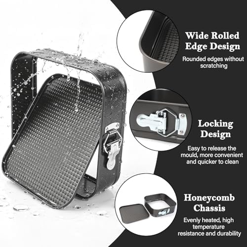 3Pcs Springform Pan, Square Removable Bottom(8/9/10 Inch)
