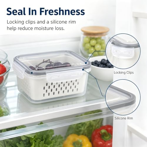 3-Piece Fruit Containers with Removable Colanders and Lids