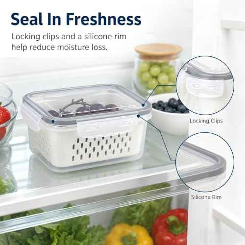 3 Pack Fruit Storage Containers for Fridge with Colander