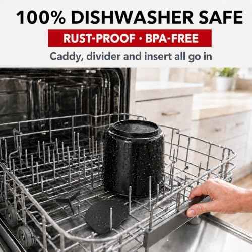 Plastic Extra Large Kitchen Rotating Black Utensil Holder Countertop Caddy