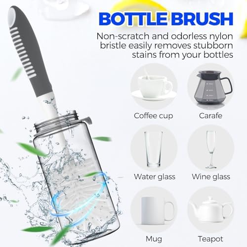 Holikme 6 Pack Dish Brush Set, Gray