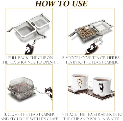 Cat Tea Infuser Set, 2 PCS Cubic Tea Diffusers for Loose Tea