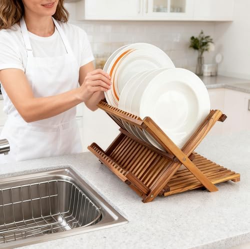 Utoplike Large Teak Dish Drying Rack