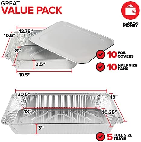 Chafing Dish Buffet Set with Cover Disposable - 21x13 (5 Pack) 9x13 &