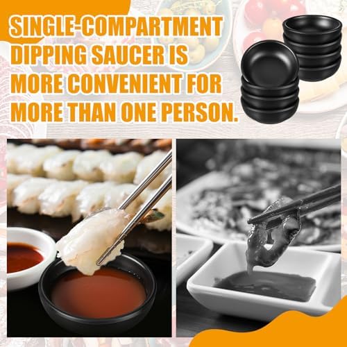 12 Pcs Dip Bowls Set 1.7oz Soy Sauce Dishes Bowls, Black