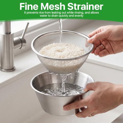 4 Pcs Mini Colander & Food Strainer with Fork & Spoon, 304 Stainless