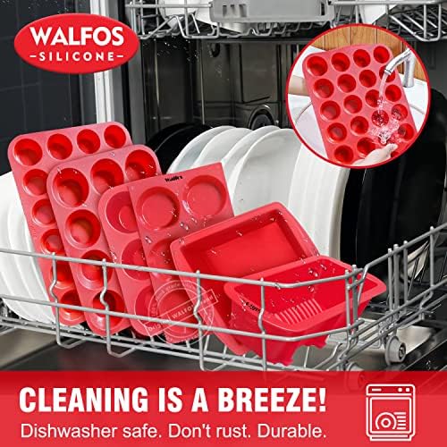 Walfos Silicone Cupcake Pan Set, 2-Piece Mini 24 Cups Muffin Baking