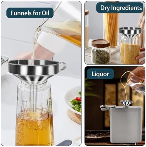 5 Pack Funnels for Filling Bottles Stainless Steel