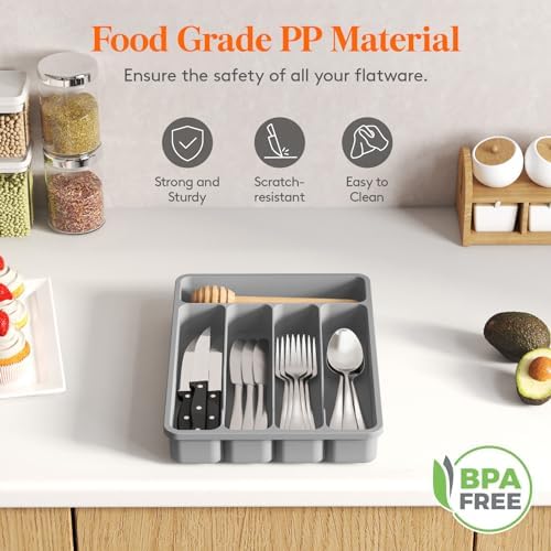 Lifewit Silverware Drawer Organizer Tray, Cutlery Storage for Kitchen