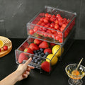 2 Pack Fridge Drawers with Lids, Stackable Pull-Out Food Bins with Lid