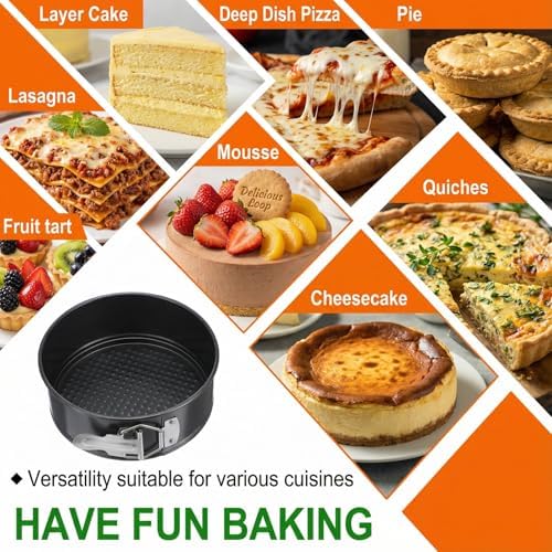 4 Pcs 6 Inch Springform Pan Set, Nonstick Round Cheesecake Pan with