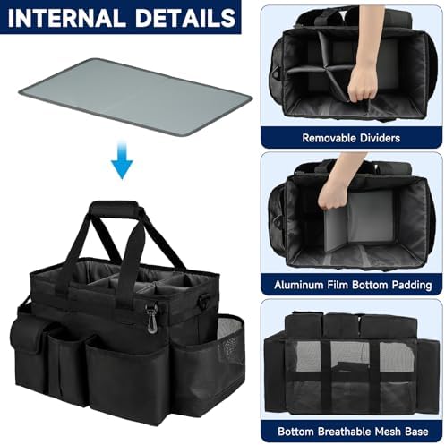 Large Cleaning Caddy Bag with Handle, Black