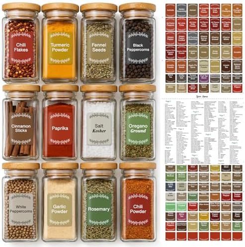 630 Spice Labels Book with A-Z Index, Color Coded Rectangle Pantry