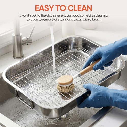 Roasting Pan with Rack,Nonstick Stainless Steel Turkey Roasting Baking Broiler Oven Pan Food Grade Roast Tray for Meat,Baking,Bread,Desserts,Snacks,Lasagna,etc (Medium)