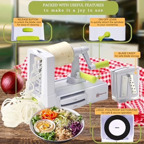 Brieftons 5-Blade Vegetable Spiralizer & Noodle Maker