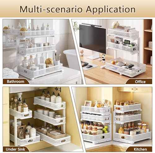 Under Sink Organizer, 2-Pack 3-tier Under Sink Storage Organizer