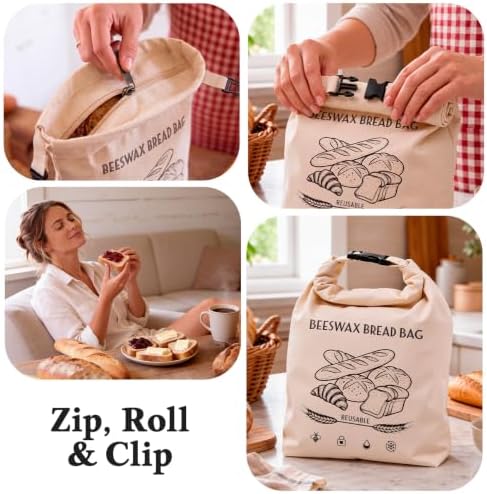 Reusable Beeswax Bread Bag with Zipper