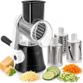 Rotary Cheese Grater with 3 Blades and Suction Base