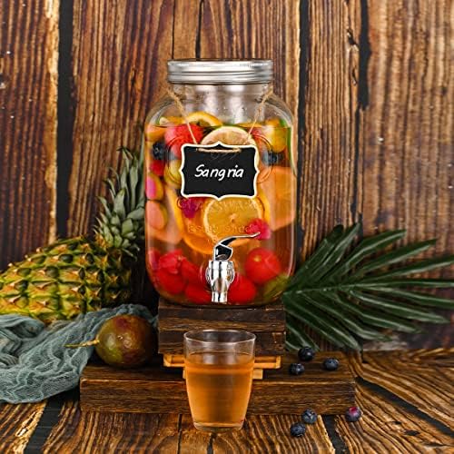 Eleganttime 1 Gallon Glass Drink Dispensers for Parties,2 Pack
