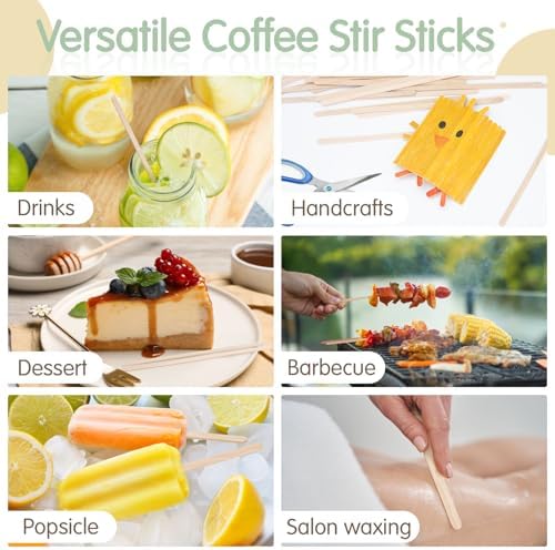 WISYOK 1000Pcs 7 Inch Coffee Stirrers, Birch Wood