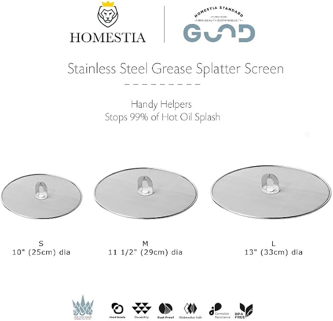 Homestia Splatter Screen for Kitchen, Stainless Steel Fine Mesh Splatter Screen - Image 9