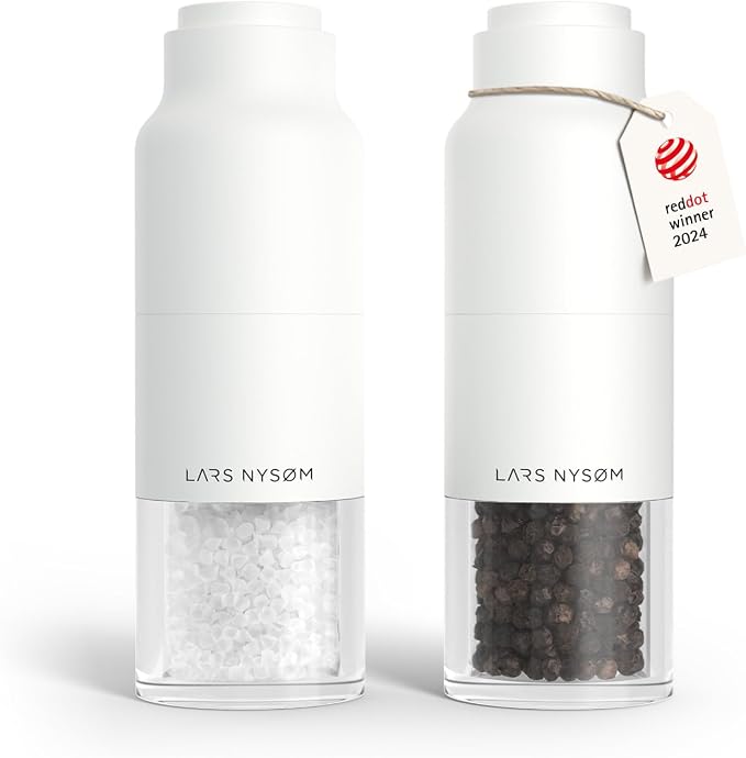 LARS NYSØM Salt and Pepper Grinder Set, Stainless Steel Manual Salt and Pepper by LN