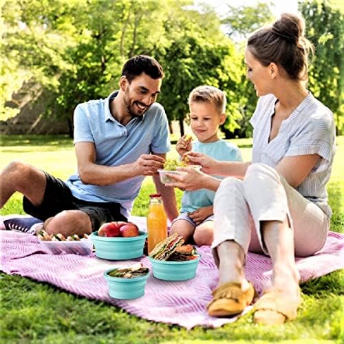 Collapsible Bowls with Lids, 4 Silicone Food Storage Containers, Rv