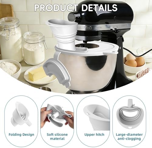 Flour Funnel for Kitchen Aid Mixer Flour Funnel for Stand Mixer 3-in-1