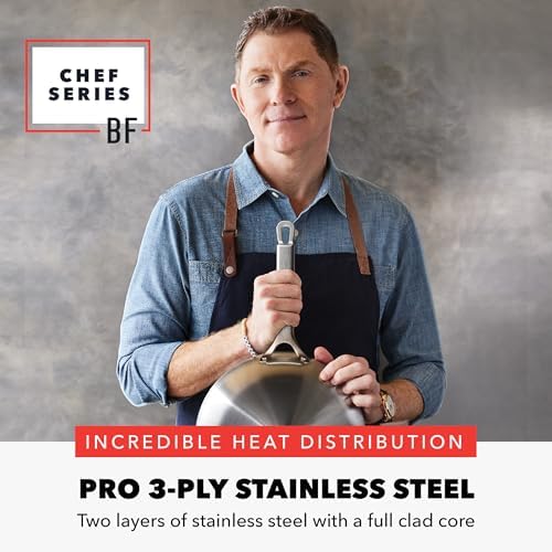 GreenPan x Bobby Flay 10 Piece Stainless Steel Cookware Set, Tri-Ply Multiclad Pots & Pans, Professional Grade, Oven & Broiler Safe to 600°F, Dishwasher Safe, Durable, Induction Compatible, Silver
