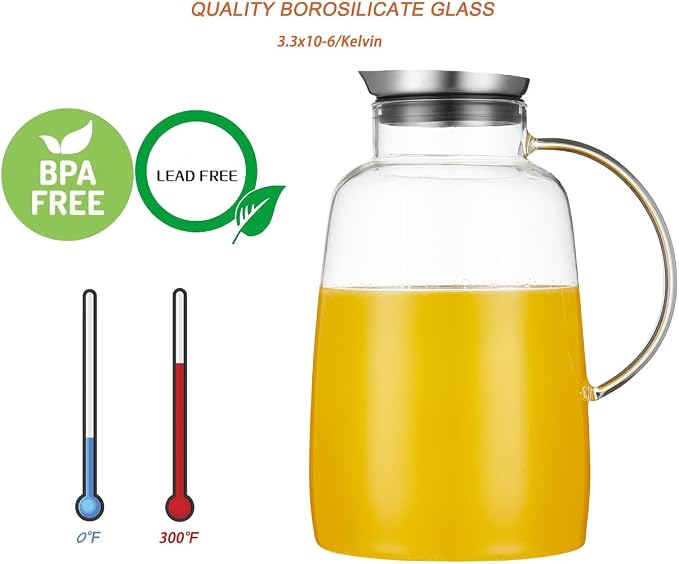 Purefold Pitcher with Lid, 109 Ounces Water Pitcher, Heat Resistant Leakproof - Image 2