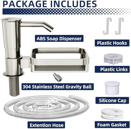 KNEELISA Kitchen Sink Soap Dispenser with Sponge Rack