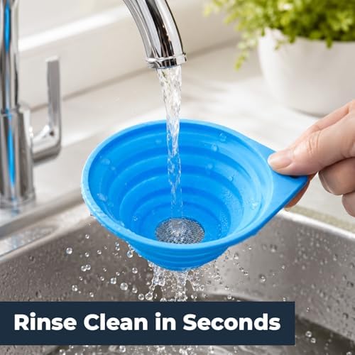 Vespara 2 Pack Collapsible Fine Mesh Strainer, 4 Inch Silicone Funnel