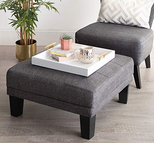 Kate and Laurel Lipton Square Decorative Wood Tray with Metal Handles