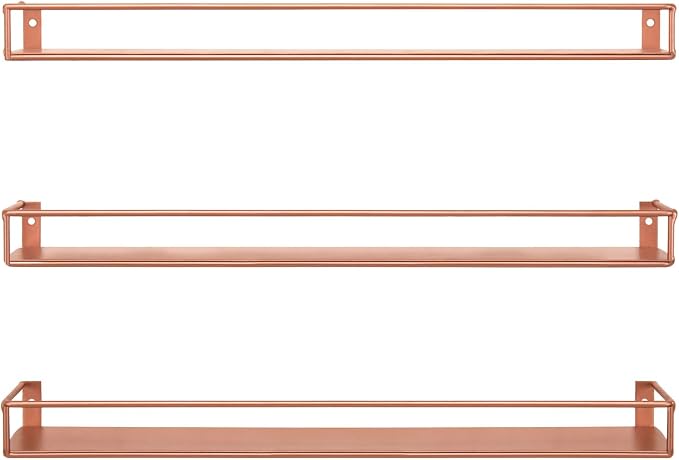 MyGift Modern Copper Metal Wall Mounted Display Racks - Image 6
