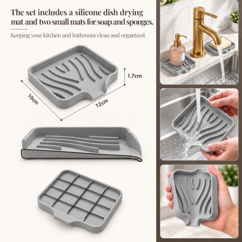 Silicone Dish Drying Mat for Kitchen Counter – Non-Slip Dish Drainer
