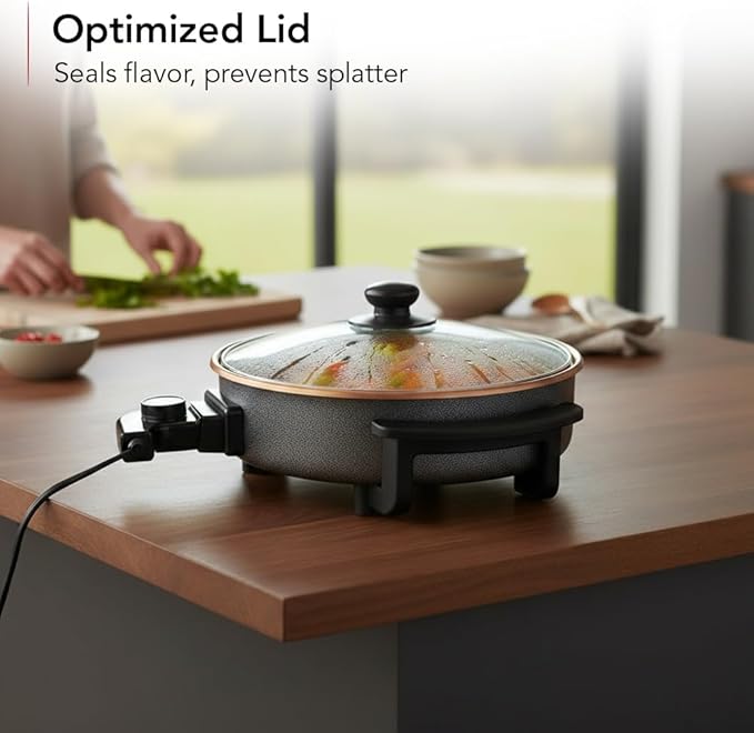 OVENTE 11.5-Inch Electric Skillet & Frying Pan, 1400W Nonstick Cooking Pan - Image 3