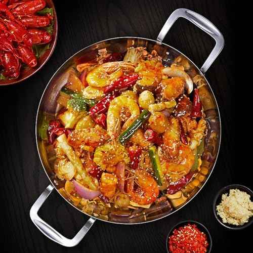 Paella Pan Gold Stainless Steel Skillet Pan Large