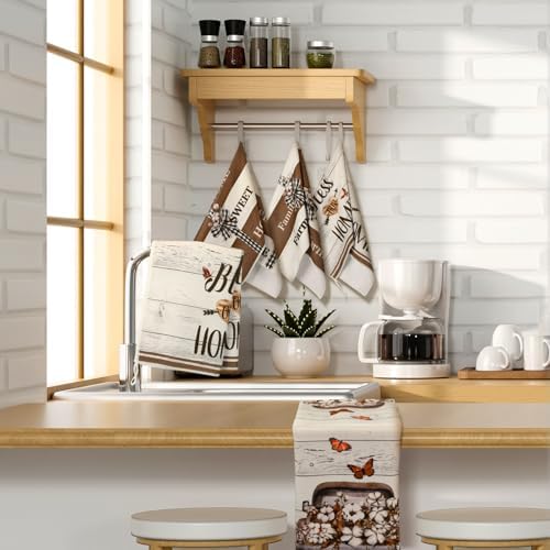 TecUnite 6 Pcs Farmhouse Rustic Kitchen Towels, Decorative Dish Towels