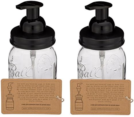 Jarmazing Products Mason Jar Foaming Soap Dispenser - Black - with